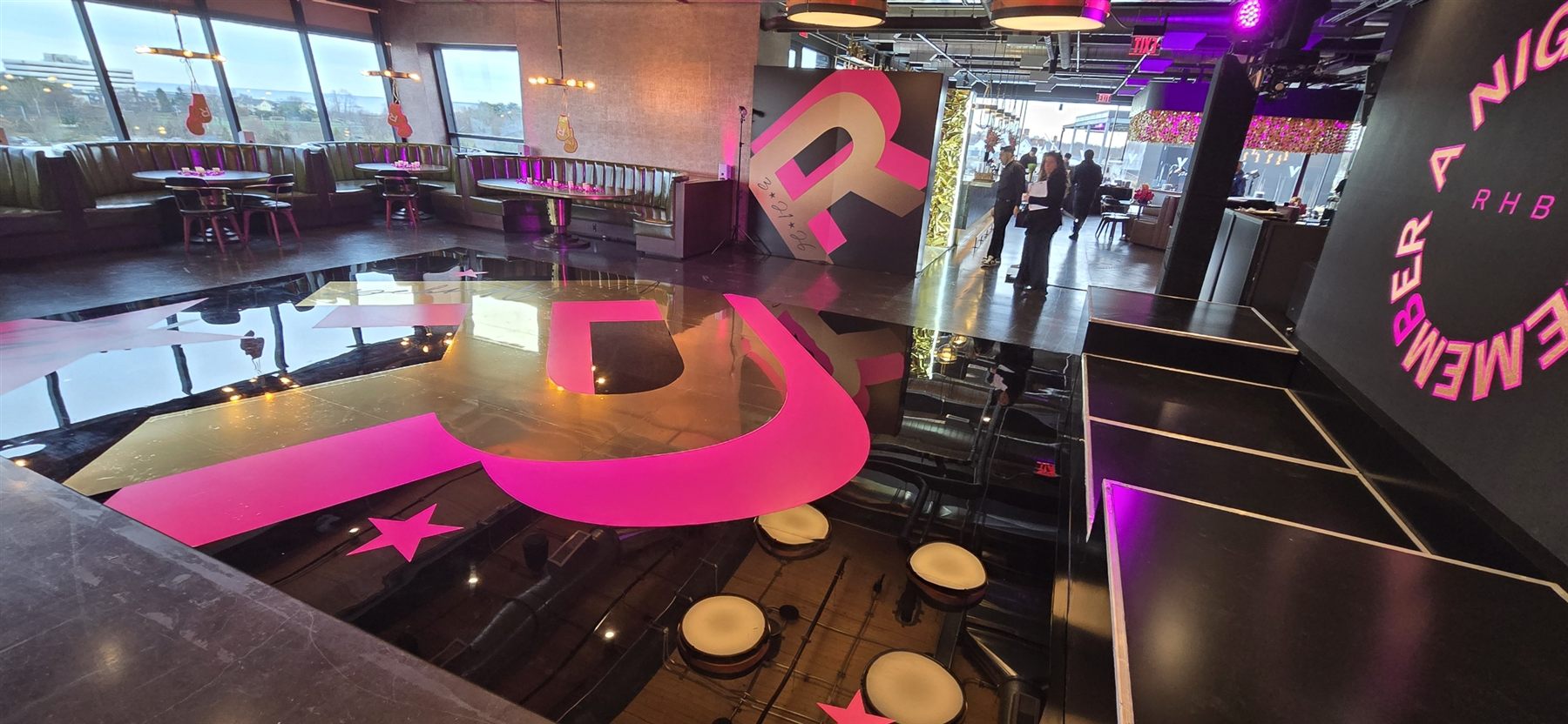 Glossy custom-printed branded dance floor by Adicora