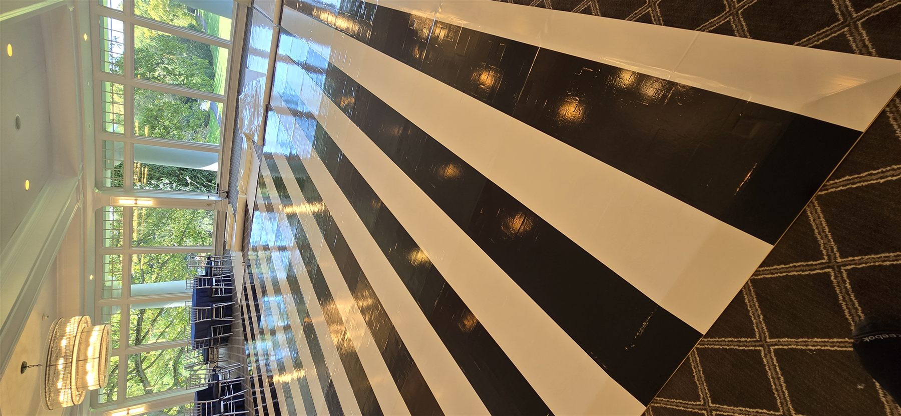 Custom-printed striped dance floor by Adicora, detail
